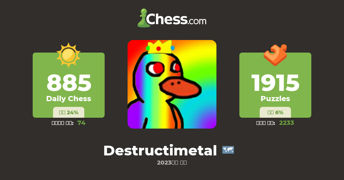 pititi pekin yepi epi api umi emi (Destructimetal) - 체스 프로필 - Chess.com pititi pekin yepi epi api umi emi (Destructimetal)... 