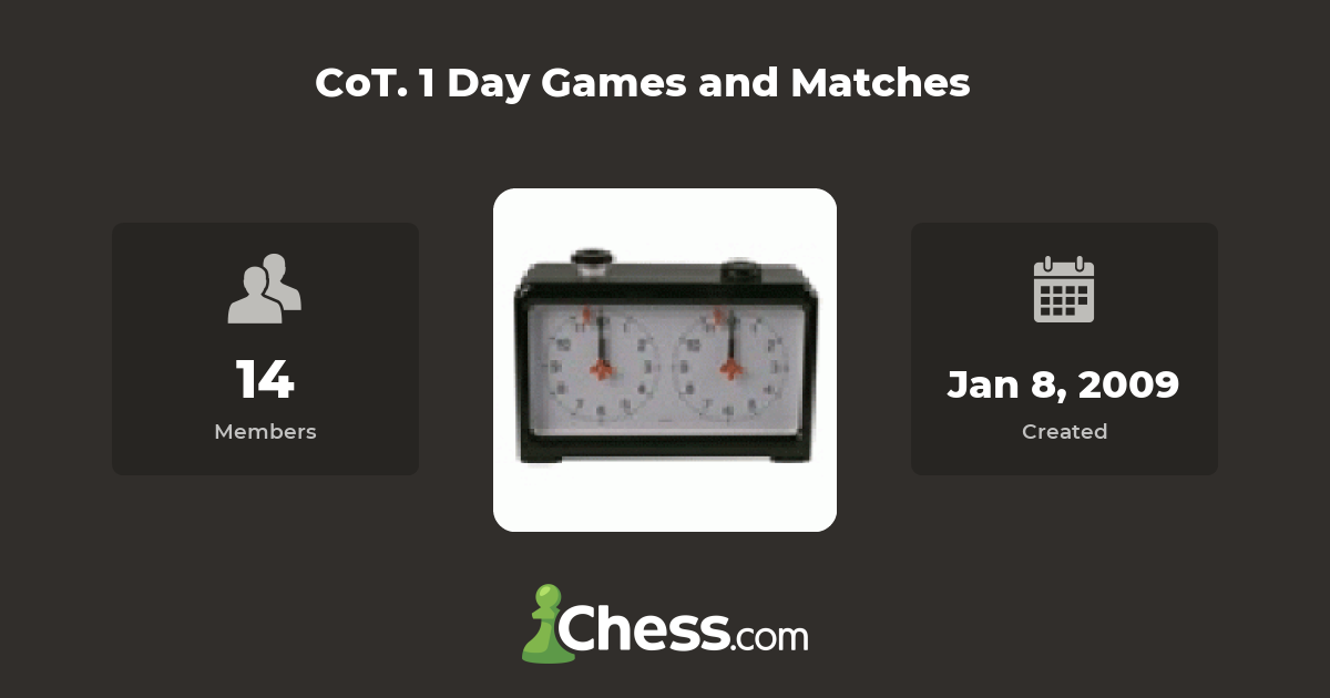 CoT. 1 Day Games and Matches Chess Club