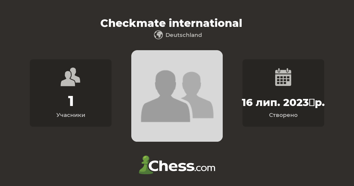 Checkmate international - Шаховий Клуб - Chess.com